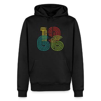 Millésime 1966 - Sweat à capuche Premium bio Homme - noir - Devant - Nico (187cm)