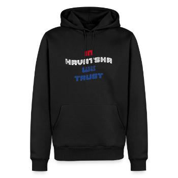In Hrvatska we trust - Männer Premium Bio Hoodie - Schwarz - Vorne - Nico (187cm)