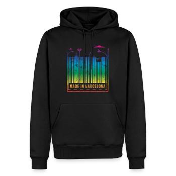Fabriqué à Barcelone - Sweat à capuche Premium bio Homme - noir - Devant - Nico (187cm)