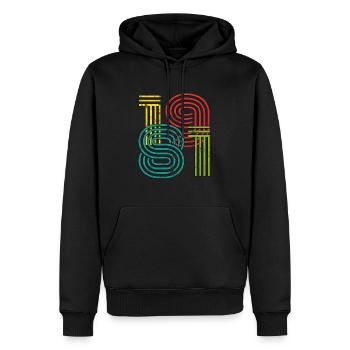 Millésime 1981 - Sweat à capuche Premium bio Homme - noir - Devant - Nico (187cm)