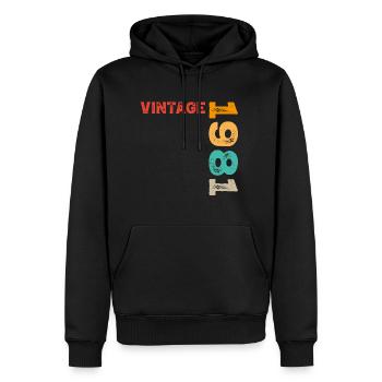 Millésime 1981 - Sweat à capuche Premium bio Homme - noir - Devant - Nico (187cm)