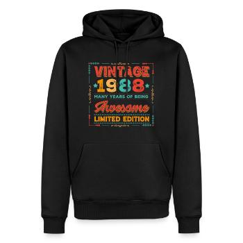 Millésime 1988 - Sweat à capuche Premium bio Homme - noir - Devant - Nico (187cm)