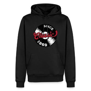 Millésime 1969 - Sweat à capuche Premium bio Homme - noir - Devant - Nico (187cm)