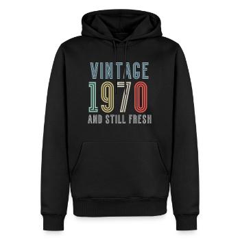 Vintage 1970 - Männer Premium Bio Hoodie - Schwarz - Vorne - Nico (187cm)