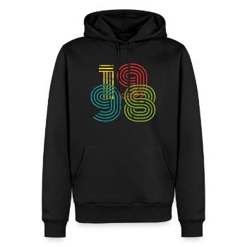 Millésime 1998 - Sweat à capuche Premium bio Homme - noir - Devant - Nico (187cm)