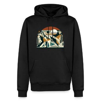 Geometrischer Wolf in Naturkulisse - Männer Premium Bio Hoodie - Schwarz - Vorne - Nico (187cm)