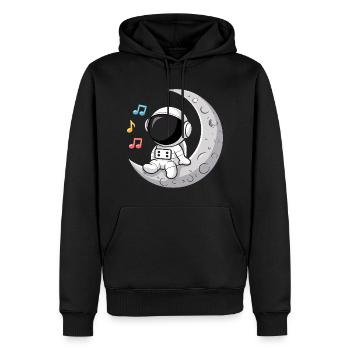 Niedlicher Astronaut auf den Mond Musik hören - Männer Premium Bio Hoodie - Schwarz - Vorne - Nico (187cm)