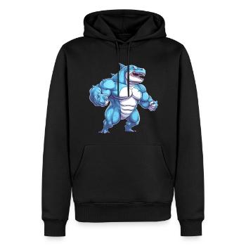 Bodybuilder Shark - Sweat à capuche Premium bio Homme - noir - Devant - Nico (187cm)
