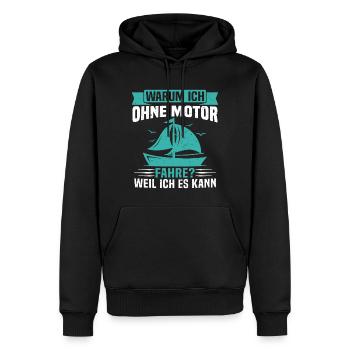warum ich ohne motor fahre weil ich es kann - Männer Premium Bio Hoodie - Schwarz - Vorne - Nico (187cm)
