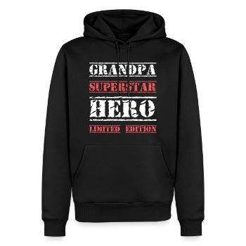 Meilleure citation de grand-père étoile - Sweat à capuche Premium bio Homme - noir - Devant - Nico (187cm)