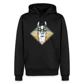 Lama Llama Alpaga - Sweat à capuche Premium bio Homme - noir - Devant - Nico (187cm)