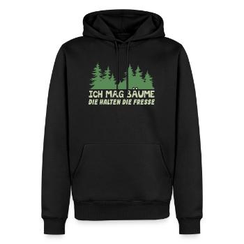 Ich Mag Bäume Die Halten Die Fresse - Männer Premium Bio Hoodie - Schwarz - Vorne - Nico (187cm)