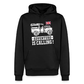 Landy Adventure is Calling - Men’s Premium Organic Hoodie - black - Front - Nico (187cm)