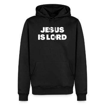 Jesus ist Herr - Christliche Zitate - Männer Premium Bio Hoodie - Schwarz - Vorne - Nico (187cm)