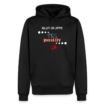 Blutgruppe TEE positiv - Männer Premium Bio Hoodie - Schwarz - Vorne - Nico (187cm)