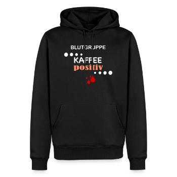 KAFFEEpositiv - Männer Premium Bio Hoodie - Schwarz - Vorne - Nico (187cm)
