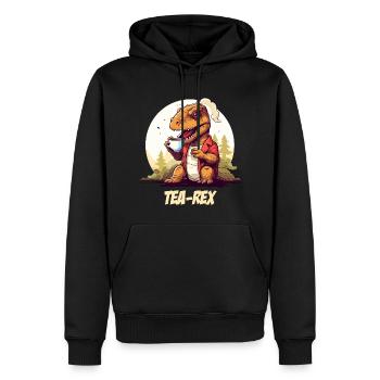 Tea-Rex - Lustiges Dinosaurier Tee Design - Männer Premium Bio Hoodie - Schwarz - Vorne - Nico (187cm)