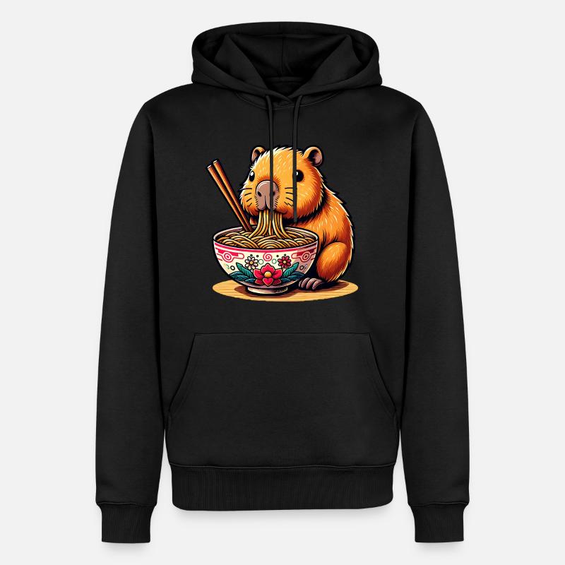Mignon Kawaii Capybara Ramen Anime - Sweat à capuche Premium bio Homme - noir
