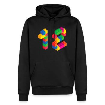 Cute Block Building 12nd Birthday Gift 12 Year - Men’s Premium Organic Hoodie - black - Front - Nico (187cm)