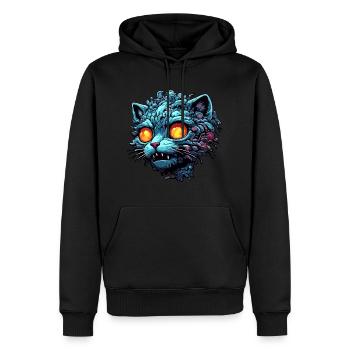 Cool Cat / Funny / Animal / Pet / Crazy - Men’s Premium Organic Hoodie - black - Front - Nico (187cm)