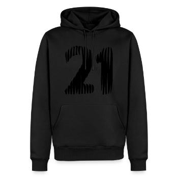 21 number jersey - Men’s Premium Organic Hoodie - black - Front - Nico (187cm)