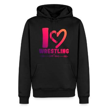Ich liebe Wrestling - Männer Premium Bio Hoodie - Schwarz - Vorne - Nico (187cm)