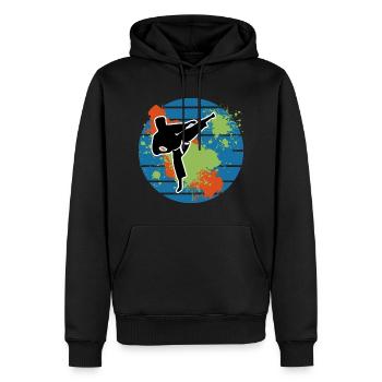 Karaté Temps Libre Cadeau Karatéka Sport de Combat - Sweat à capuche Premium bio Homme - noir - Devant - Nico (187cm)