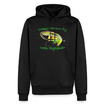 Green Highlander classic salmon fly - Men’s Premium Organic Hoodie - black - Front - Nico (187cm)