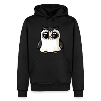 hibou Halloween bande dessinée fantôme - Sweat à capuche Premium bio Homme - noir - Devant - Nico (187cm)