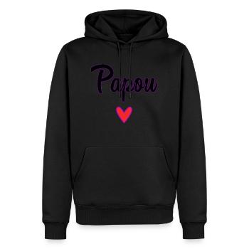 PAPUA. PAPA. VATERTAG. FROHER VATERTAG - Männer Premium Bio Hoodie - Schwarz - Vorne - Nico (187cm)