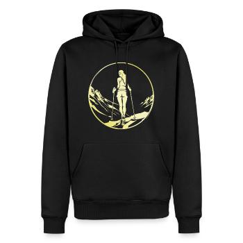 Marche Nordique Femme - Sweat à capuche Premium bio Homme - noir - Devant - Nico (187cm)