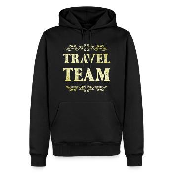 Travel Team - Männer Premium Bio Hoodie - Schwarz - Vorne - Nico (187cm)