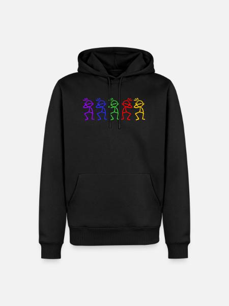 Dabbing 5 Strichmännchen Regenbogen Farbe - Männer Premium Bio Hoodie - Schwarz