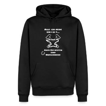 Die besten Schmiede - Männer Premium Bio Hoodie - Schwarz - Vorne - Nico (187cm)