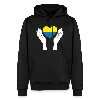design supports ukraine - Men’s Premium Organic Hoodie - black - Front - Nico (187cm)