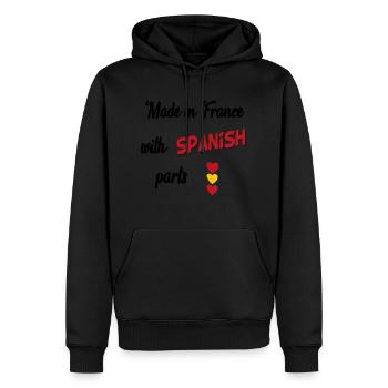 Français d'origine espagnole - Sweat à capuche Premium bio Homme - noir - Devant - Nico (187cm)