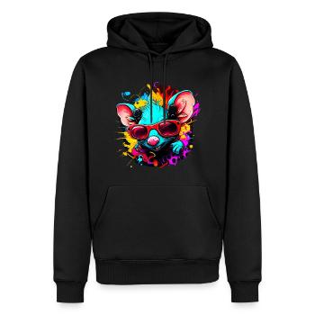 Trendy Cartoon Style. Cool party rat - Men’s Premium Organic Hoodie - black - Front - Nico (187cm)