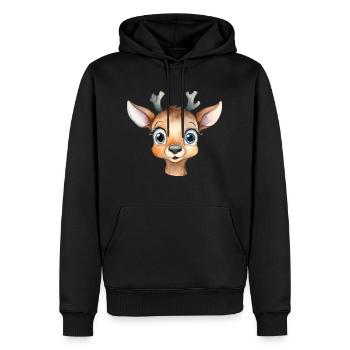Deer Watercolor Drawing - Men’s Premium Organic Hoodie - black - Front - Nico (187cm)