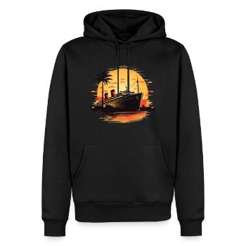 Aventure en bateau d’époque - Sweat à capuche Premium bio Homme - noir - Devant - Nico (187cm)