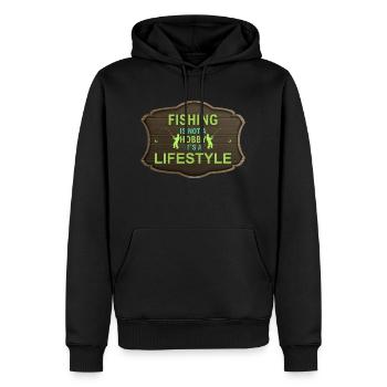 Fischen ist kein Hobby, es ist ein Lifestyle - Männer Premium Bio Hoodie - Schwarz - Vorne - Nico (187cm)