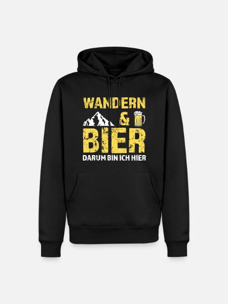 Wandern Bier Berg Geschenk - Männer Premium Bio Hoodie - Schwarz