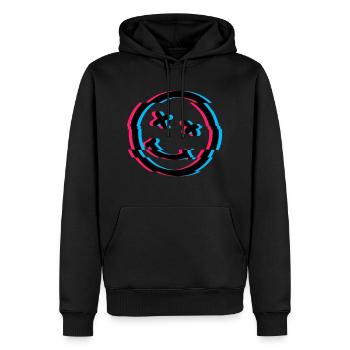 Smile Glitch - Männer Premium Bio Hoodie - Schwarz - Vorne - Nico (187cm)