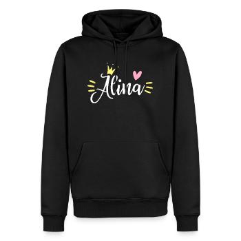 Alina Name Krone - Männer Premium Bio Hoodie - Schwarz - Vorne - Nico (187cm)