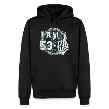 J’ai 53 ans plus 1 majeur Crâne drôle 54ème - Sweat à capuche Premium bio Homme - noir - Devant - Nico (187cm)