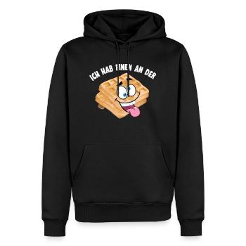 Ich hab einen an der Waffel - Männer Premium Bio Hoodie - Schwarz - Vorne - Nico (187cm)