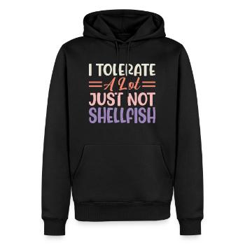 Je tolère beaucoup de choses, mais pas les crustacés - Sweat à capuche Premium bio Homme - noir - Devant - Nico (187cm)