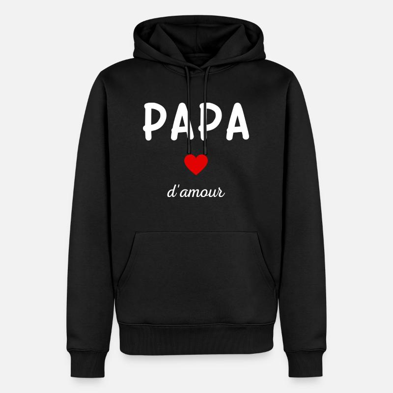 papa d'amour idée cadeau - Sweat à capuche Premium bio Homme - noir