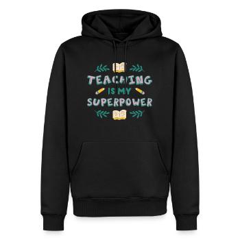 Teaching is my superpower Teaching is my superpowe - Männer Premium Bio Hoodie - Schwarz - Vorne - Nico (187cm)