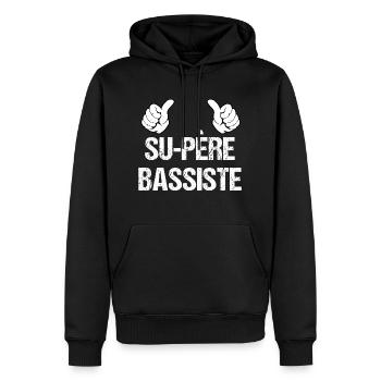 Su-père bassiste - Sweat à capuche Premium bio Homme - noir - Devant - Nico (187cm)