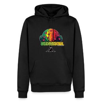 Ygdrasoul,Ygi,Yggdrasil FullMopet, Algis - Sweat à capuche Premium bio Homme - noir - Devant - Nico (187cm)